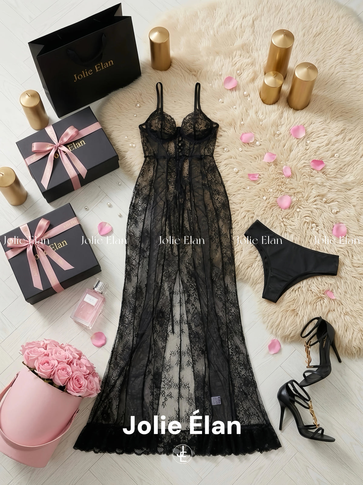 JolieElan · secretly fascinated · sexy royal sister light luxury lace perspective strap fishtail nightdress underwear cover