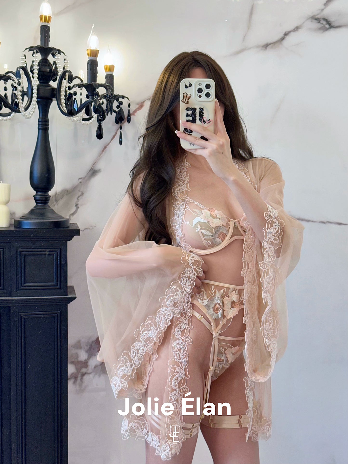 JolieElan · Morning Monroe · Embroidered mesh perspective sexy French pure desire nightgown underwear set