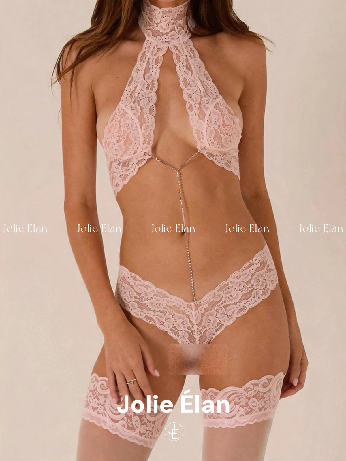 JolieElan · Swoon · French Sexy Pure Lace Flash Diamond Seduction Premium Lingerie Set
