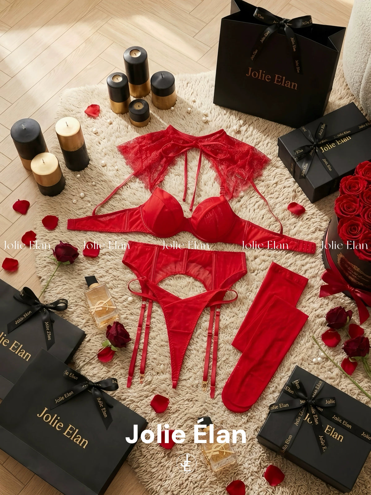 JolieElan · Sex and the City · French Royal Sister Sexy Lace Strap Dating Premium Lingerie Set
