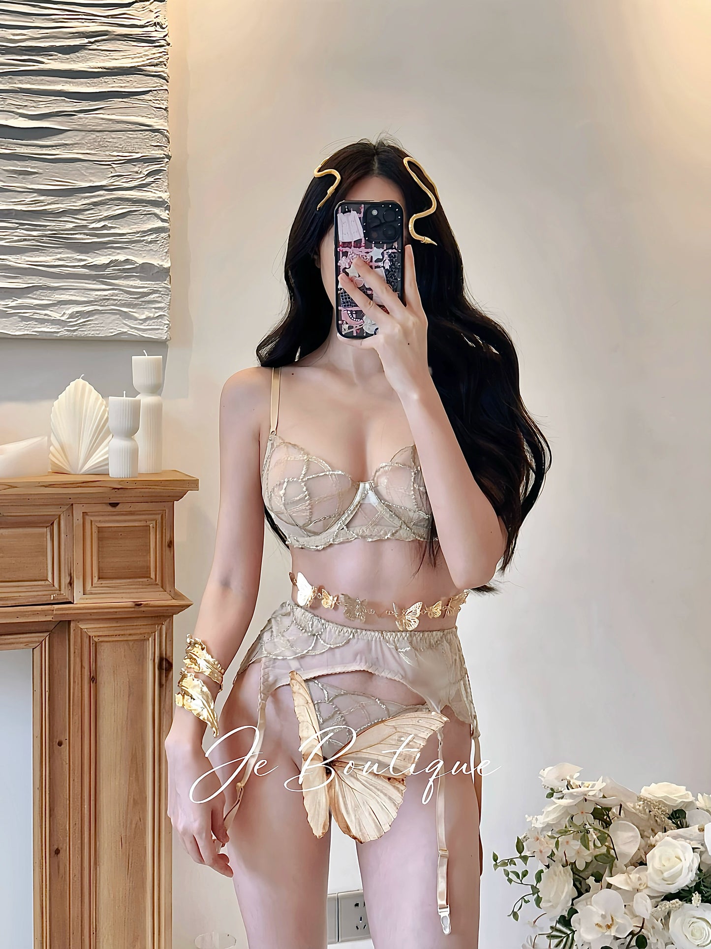 JolieElan · Greek Muse · ins Luxury Lace Ultra-thin Sexy Perspective Pure Desire Underwear Set