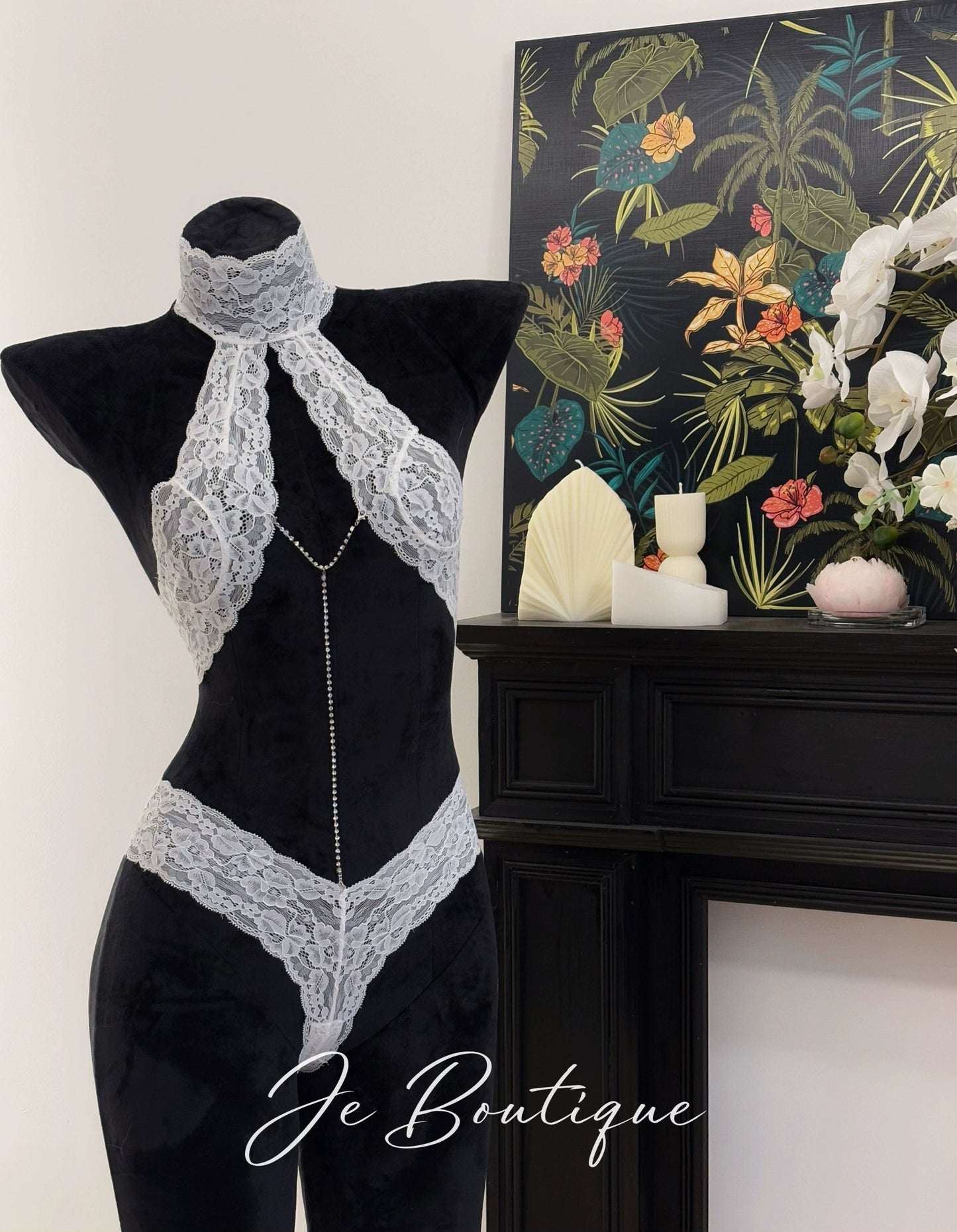 JolieElan · Swoon · Pure Feng Shui Diamond Lace Small Breasts Big Sexy Lingerie Set