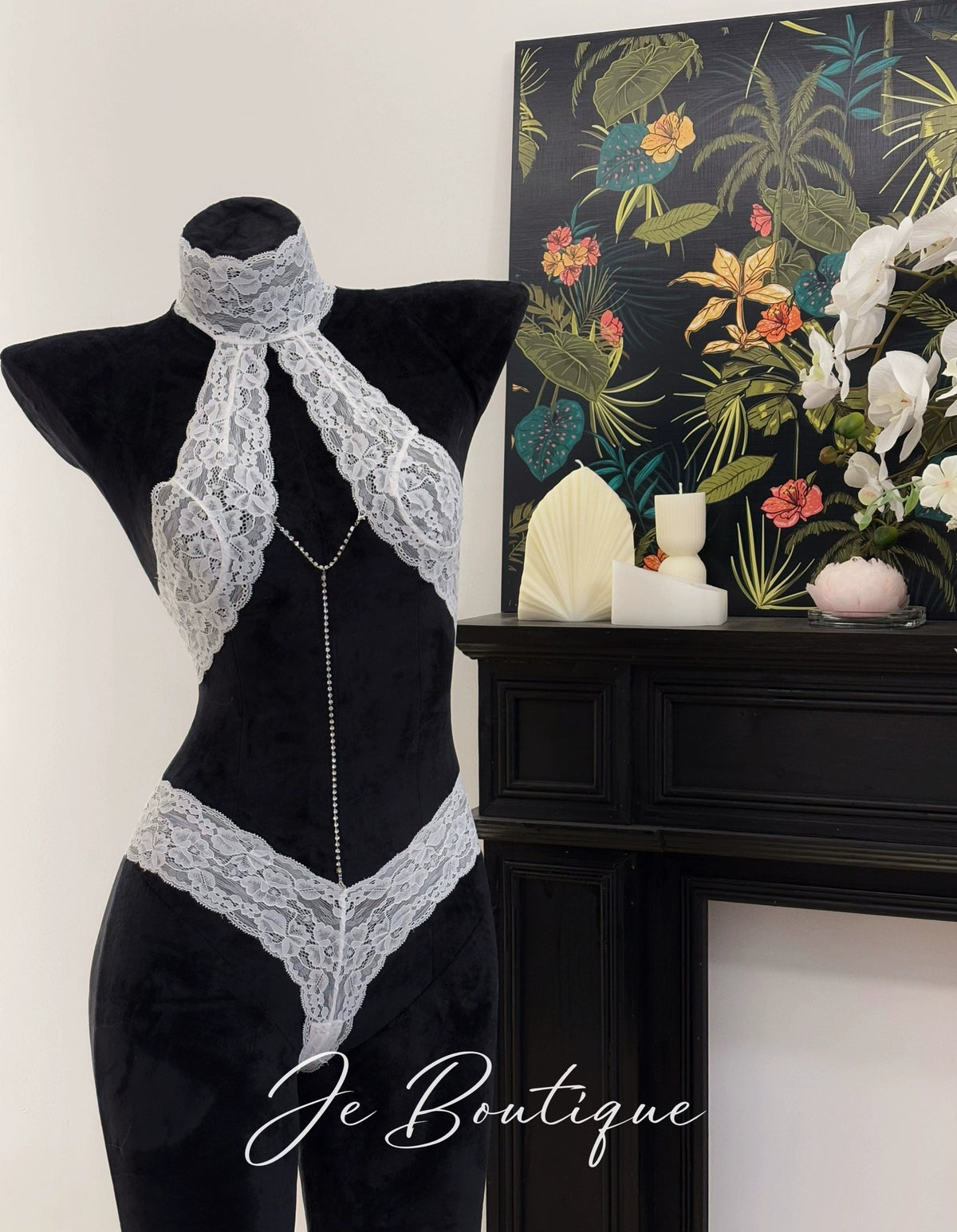 JolieElan · Swoon · Pure Feng Shui Diamond Lace Small Breasts Big Sexy Lingerie Set