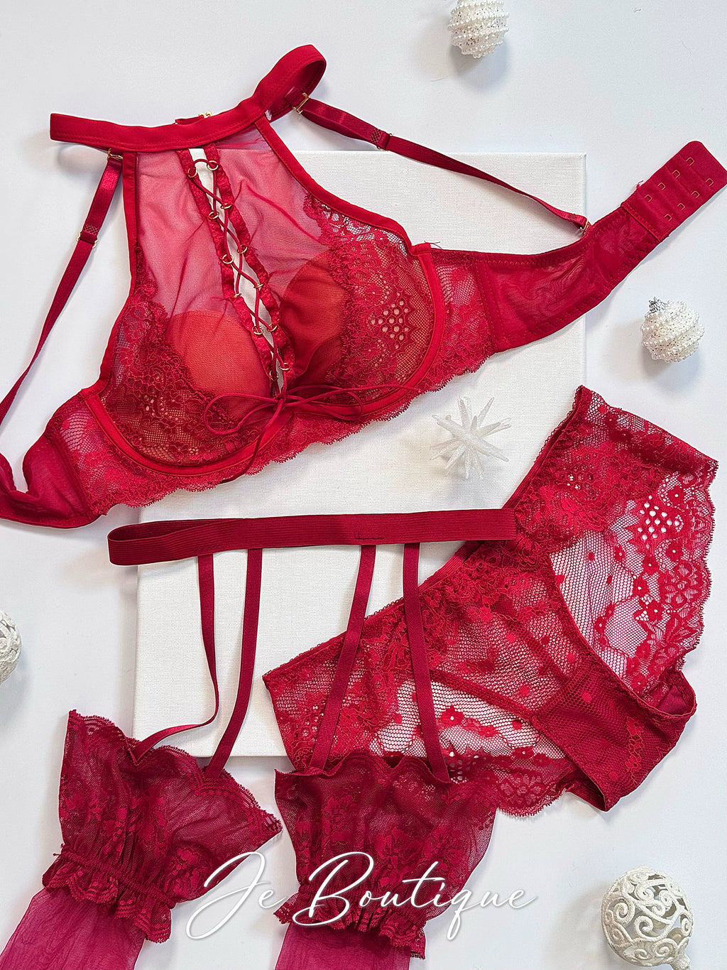 Red underwear women's neck snake year natal year suit wedding bride big breasts small sexy lace suit