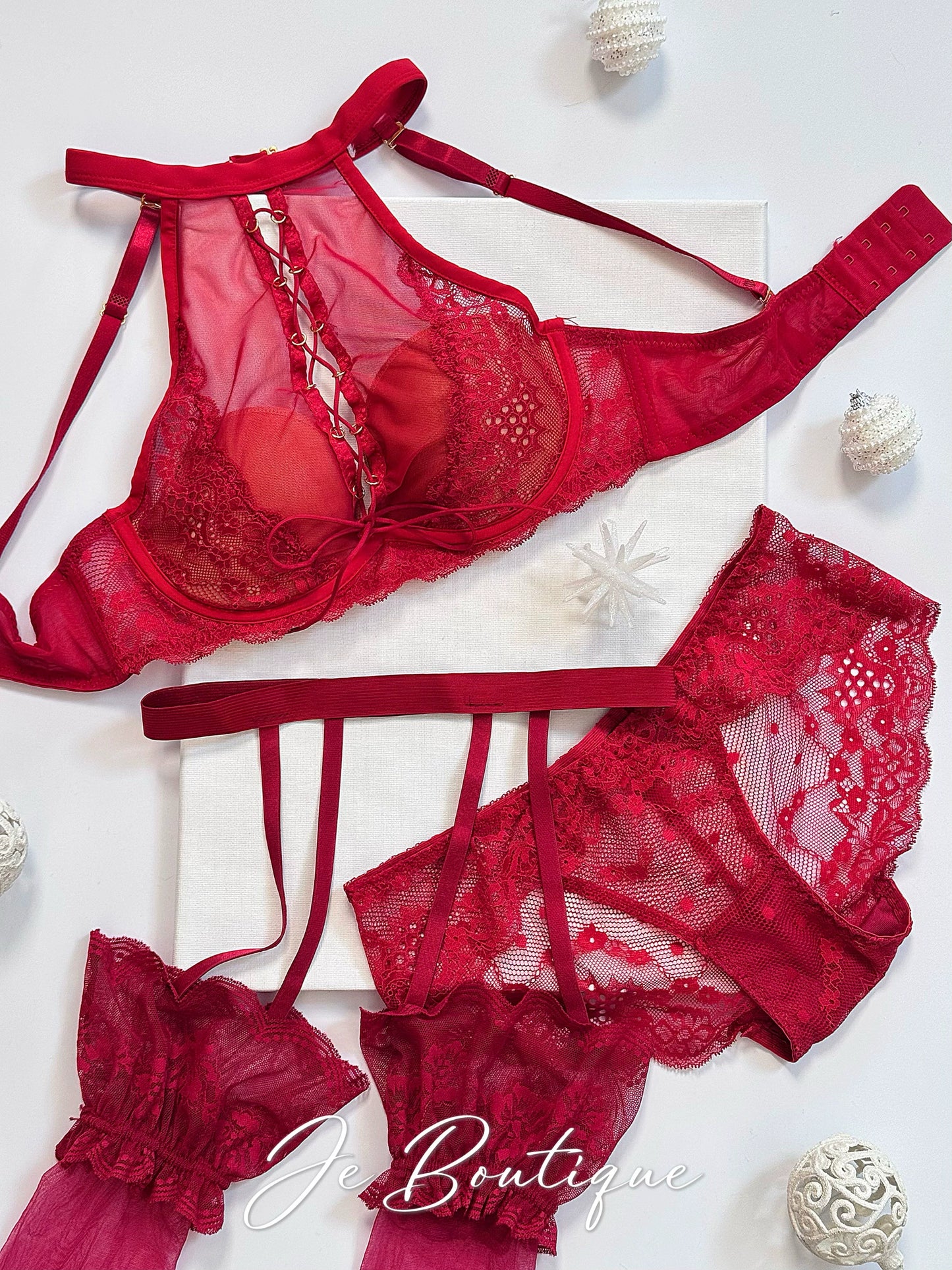 Red underwear women's neck snake year natal year suit wedding bride big breasts small sexy lace suit
