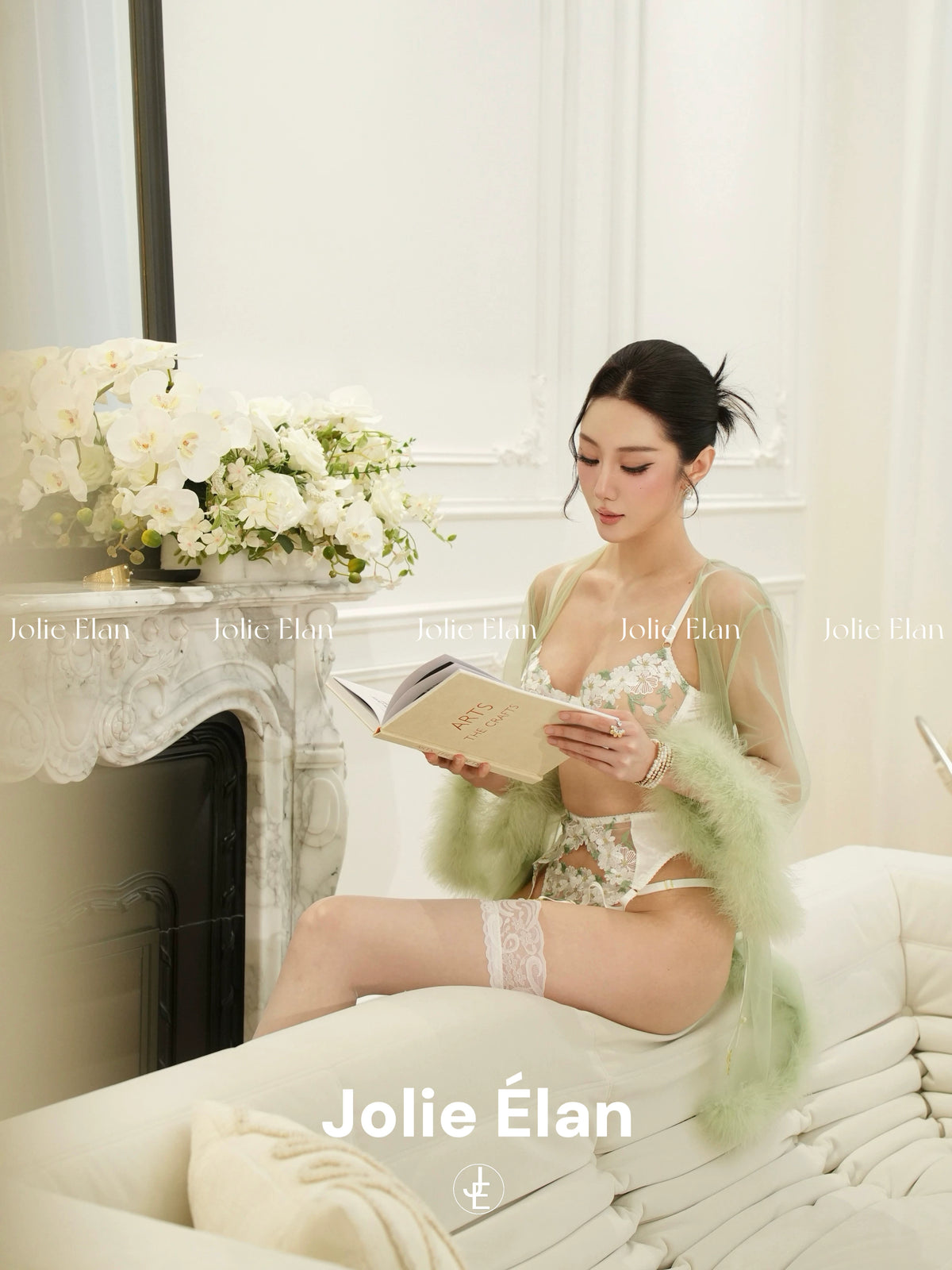 JolieElan · Budding · French Sexy Heavy Industry Lace Embroidery Pure Desire Premium Underwear Set