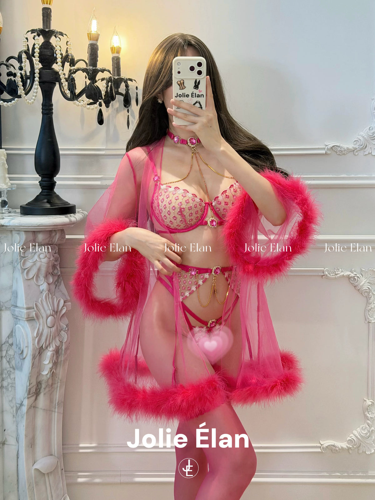 JolieElan · Haipai Sweetheart · French Sexy Lace Heavy Industry Gem Chain Premium Perspective Underwear Cover