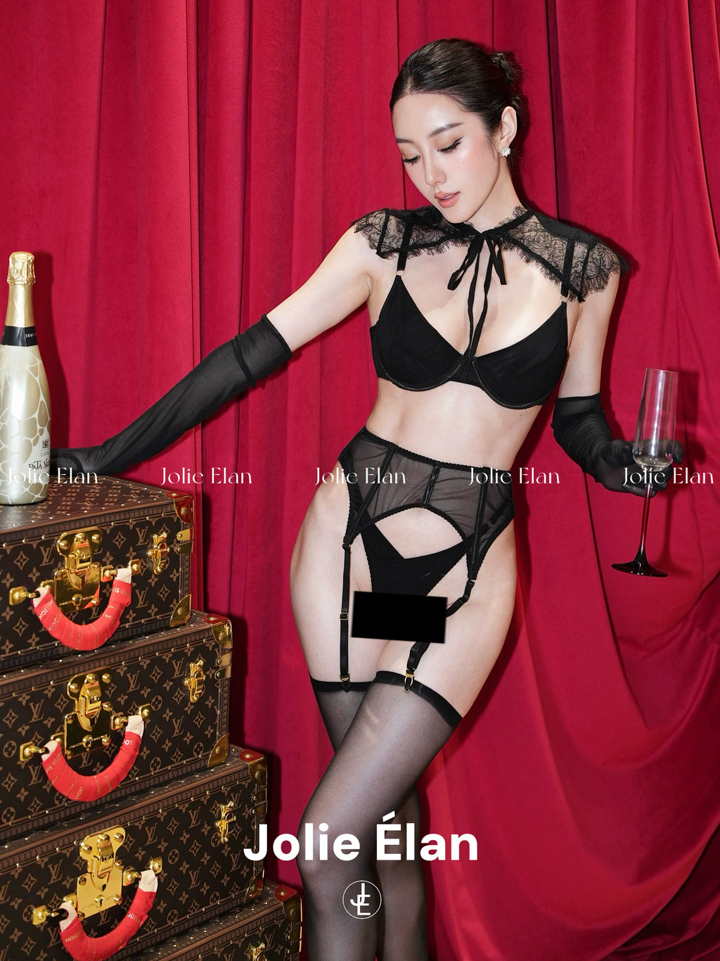 JolieElan · Sex and the City · French Royal Sister Sexy Lace Strap Dating Premium Lingerie Set