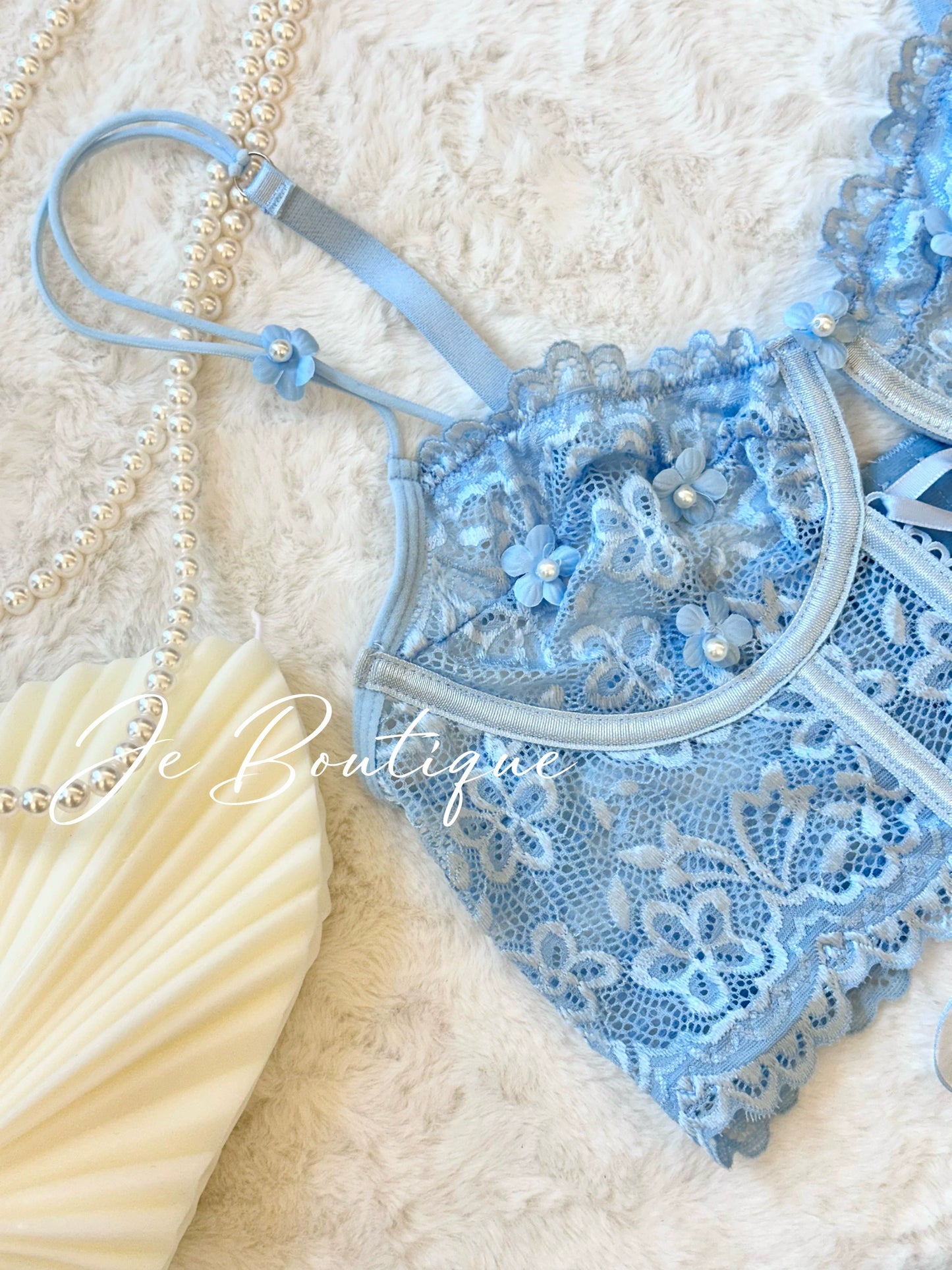 JolieElan · Human Elf · French Lace Flower Fishbone Sexy Strap Pure Desire Underwear Set