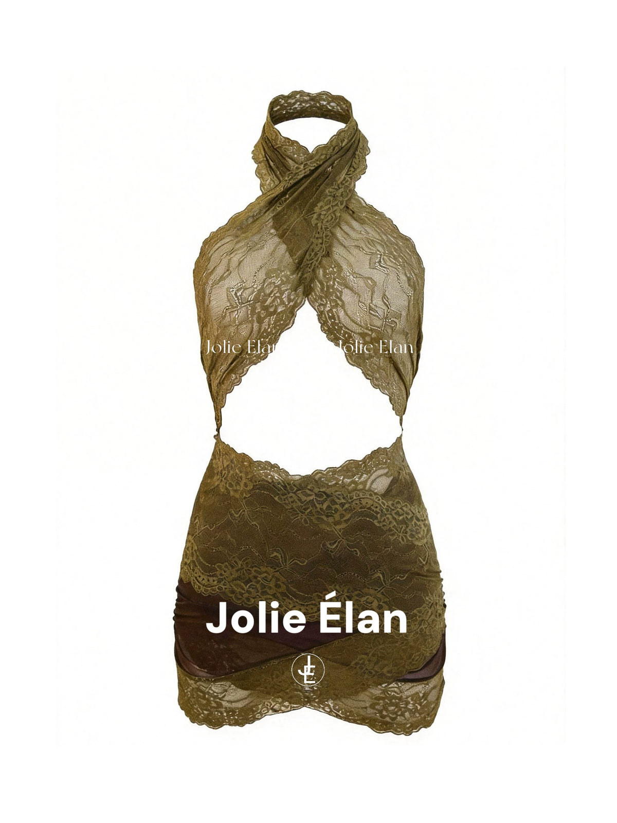 JolieElan · Desire Code · Royal Sister Sexy Neck Cross Lace Perspective Hollow High-end Underwear Skirt