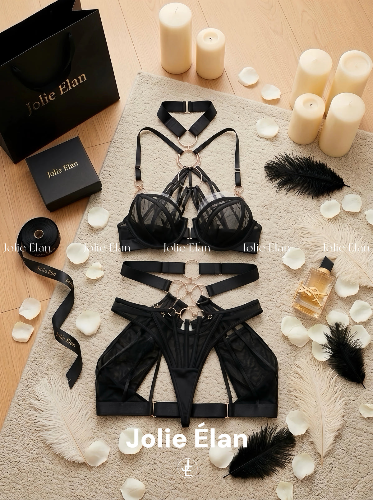 JolieElan · Beautiful Toxin · Sexy Royal Sister Spice Girl Seduction Hollow Perspective Bundle Underwear Set