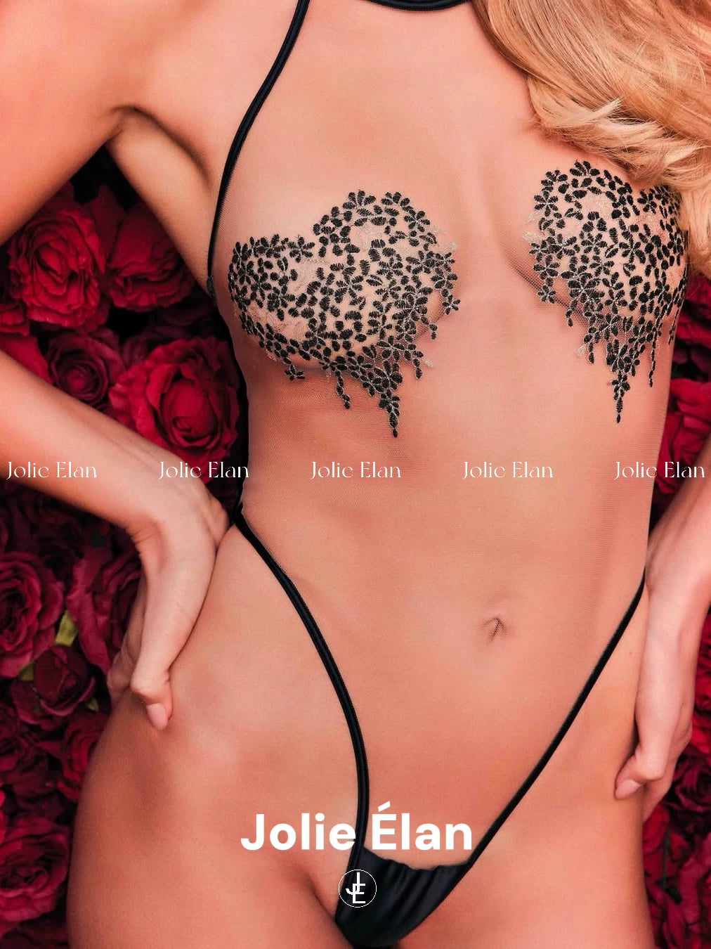 JolieElan · Unban game · Sexy mesh embroidery perspective ultra-thin premium qq one-piece underwear set