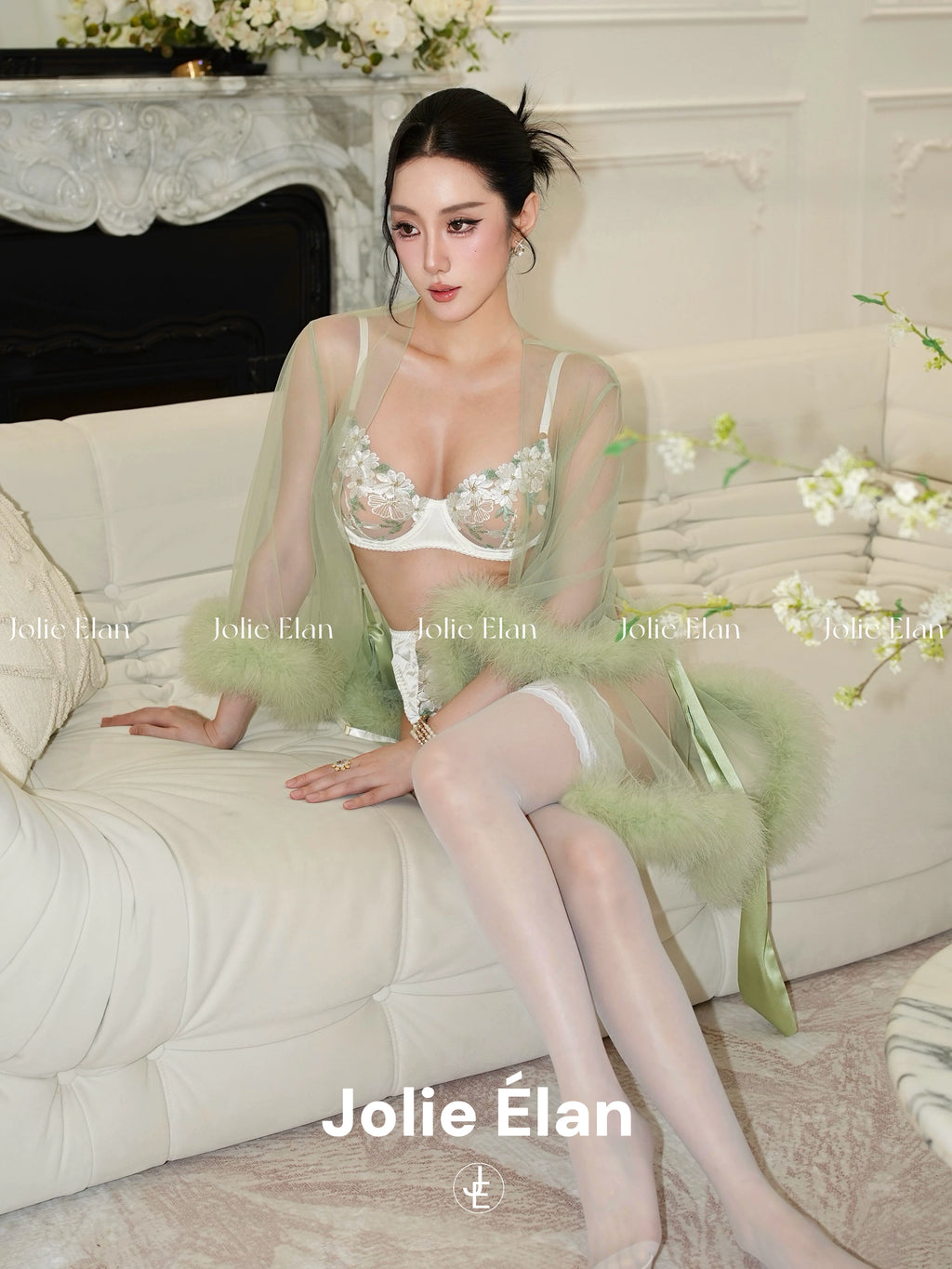 JolieElan · Budding · French Sexy Heavy Industry Lace Embroidery Pure Desire Premium Underwear Set