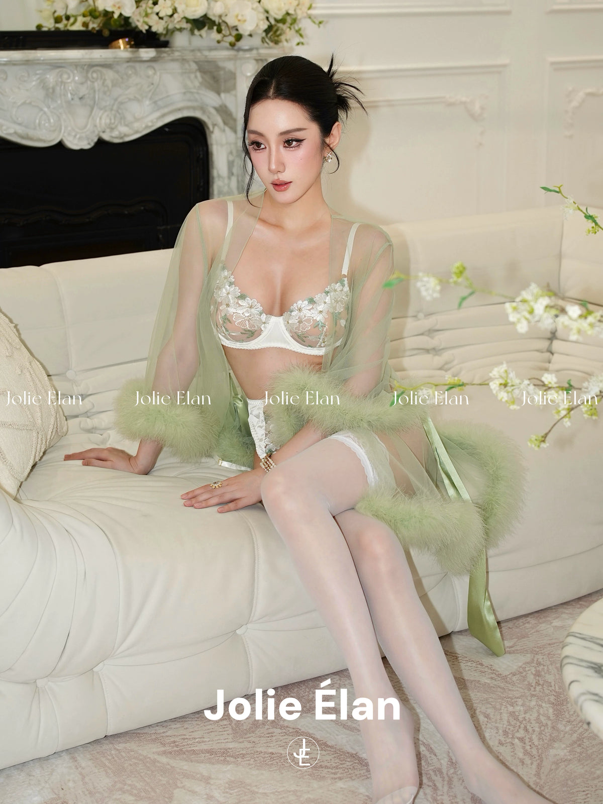 JolieElan · Budding · French Sexy Heavy Industry Lace Embroidery Pure Desire Premium Underwear Set