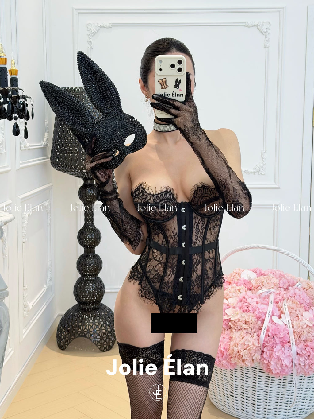 JolieElan Lace Dame Sexy Royal Sister Lace Perspective Fishbone Bust Premium Underwear Set