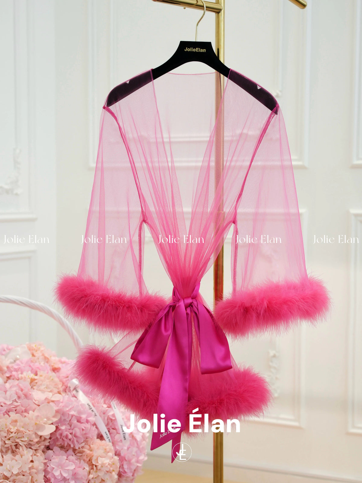 JolieElan · Dream love yarn · French light luxury sexy mesh yarn perspective firebird wool yarn robe nightgown morning robe