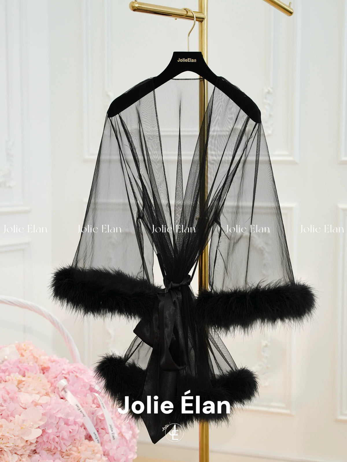 JolieElan · Dream love yarn · French light luxury sexy mesh yarn perspective firebird wool yarn robe nightgown morning robe