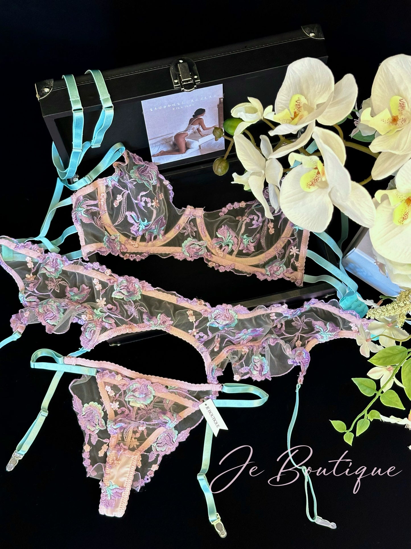 JolieElan · Love Moment · Premium French Romantic Lace Embroidery Ultra-thin Pure Desire Underwear Set