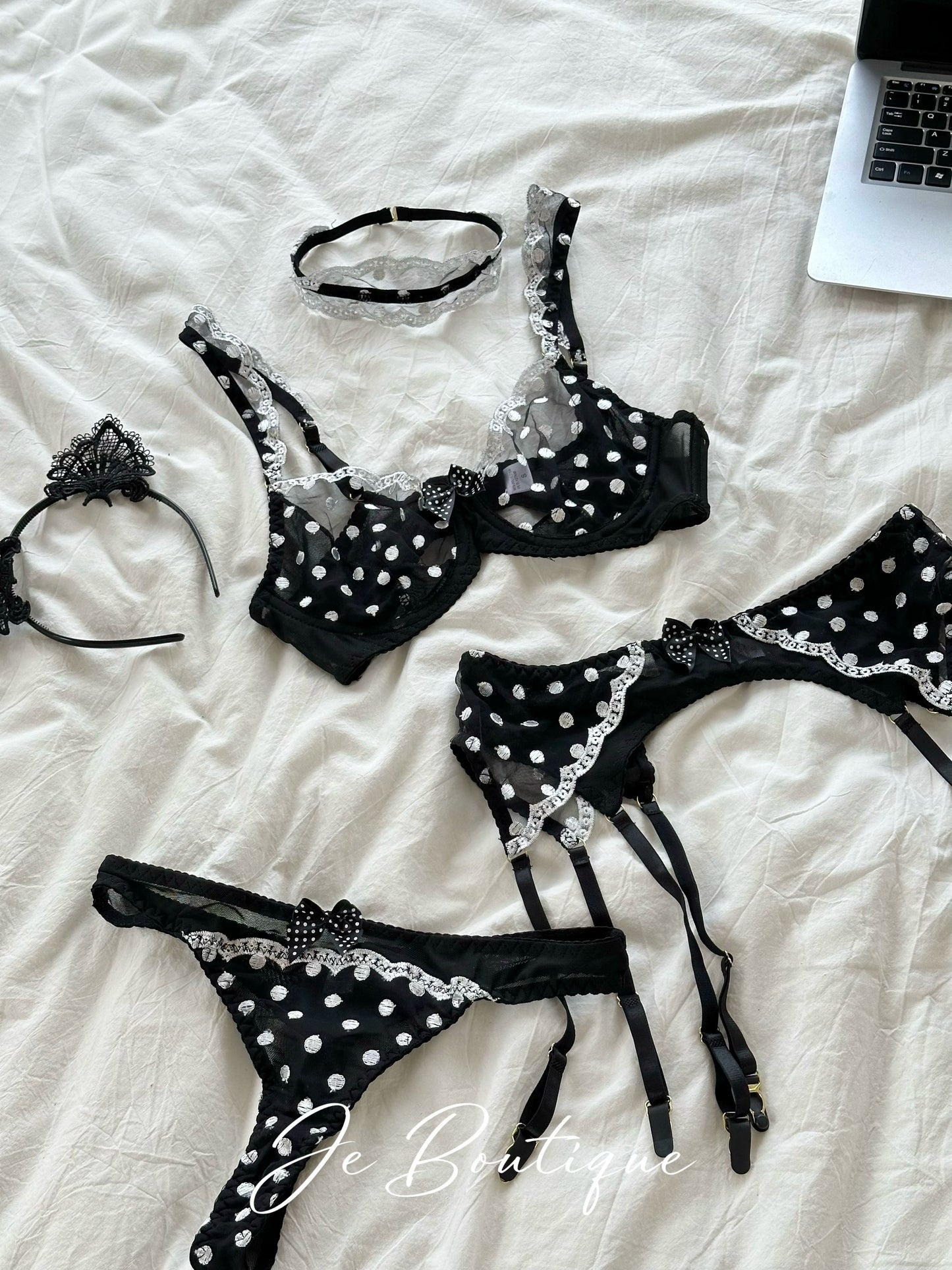 JolieElan Miss Polka Dot French Lace ins Lolita Sexy Lori Pure Lust Lingerie Set