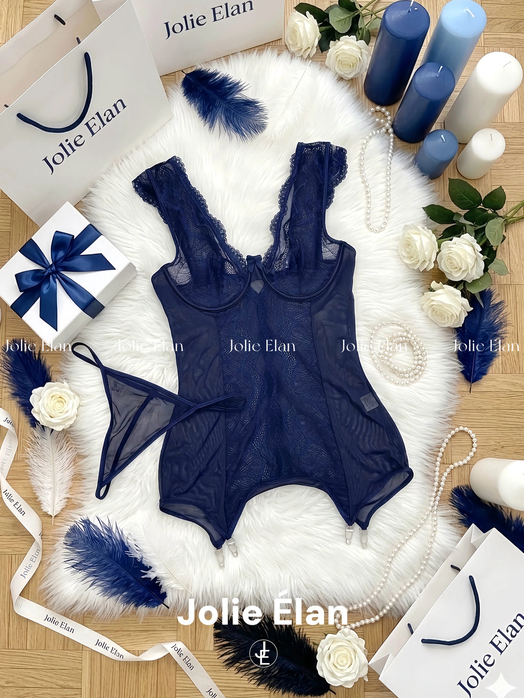 JolieElan · Affectionate seduction · Sexy royal sister deep V French lace perspective nightdress seduction underwear set