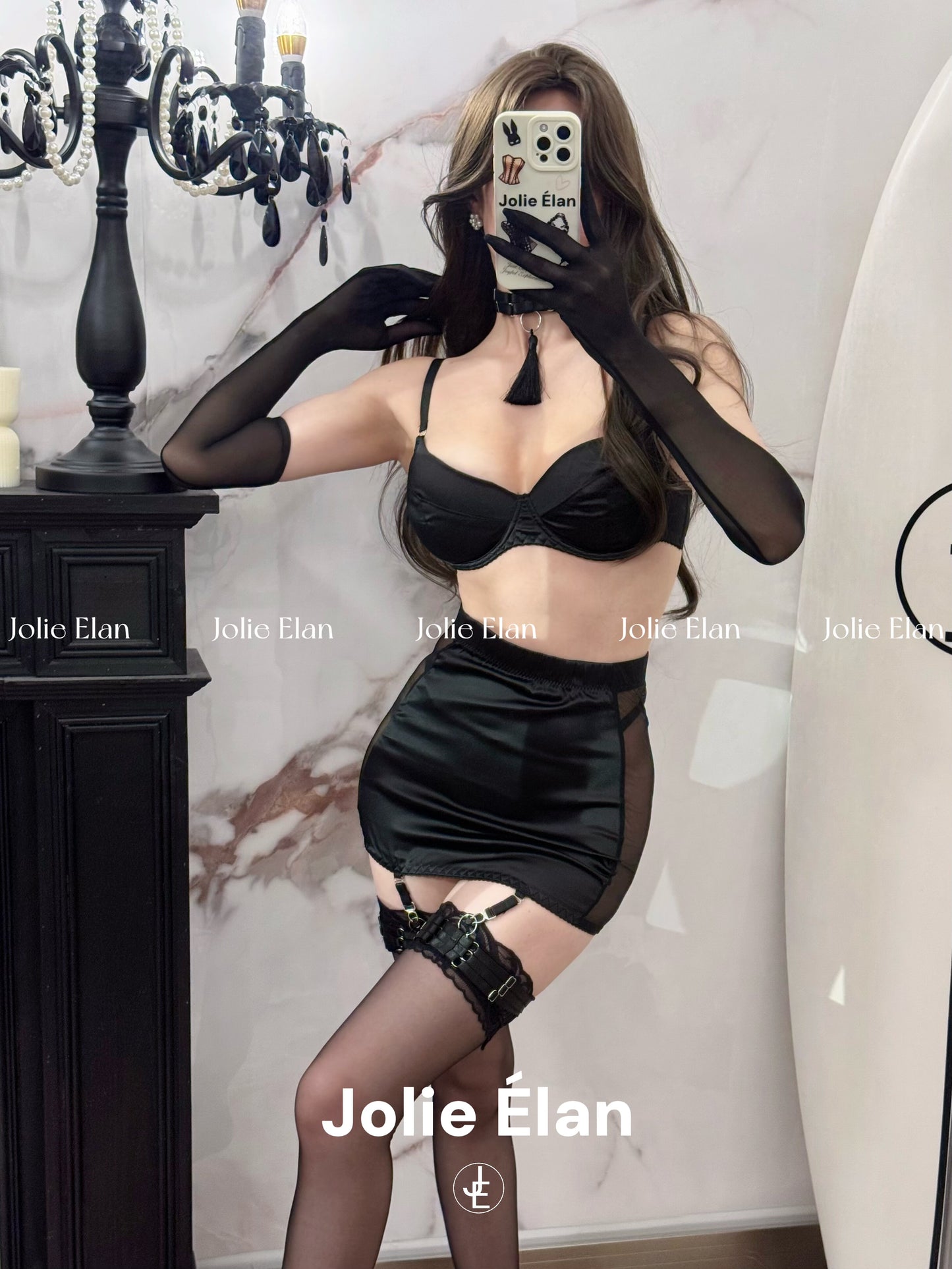 JolieElan · Sopranos daughter · Sexy mesh French tassel hip wrap perspective gathering underwear set