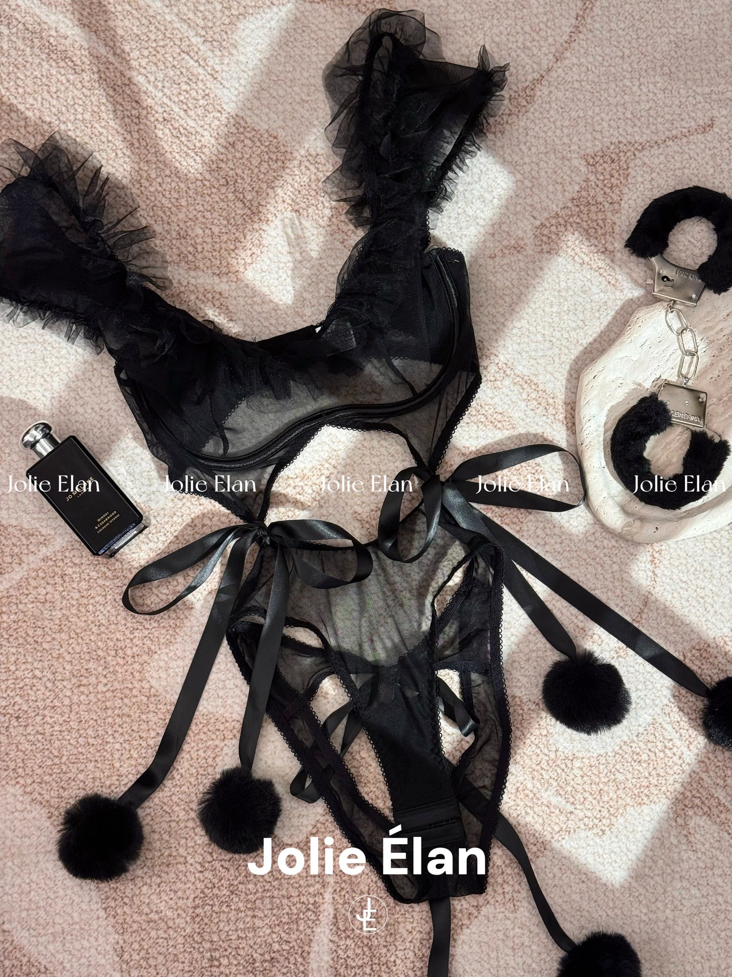 JolieElan · Rebel Game · Sexy Mesh Perspective Hollow Role Playing One-piece Lingerie Set