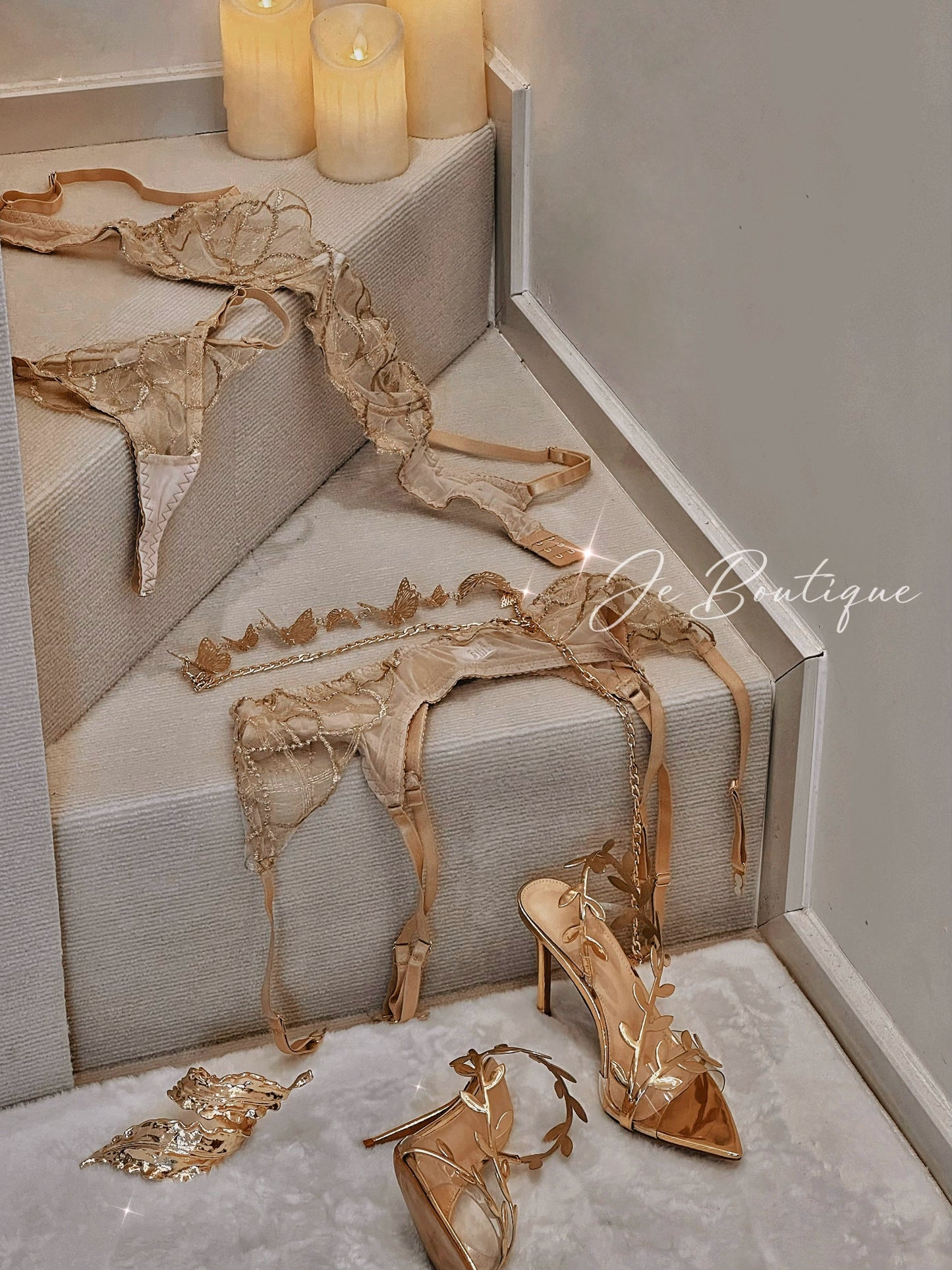 JolieElan · Greek Muse · ins Luxury Lace Ultra-thin Sexy Perspective Pure Desire Underwear Set