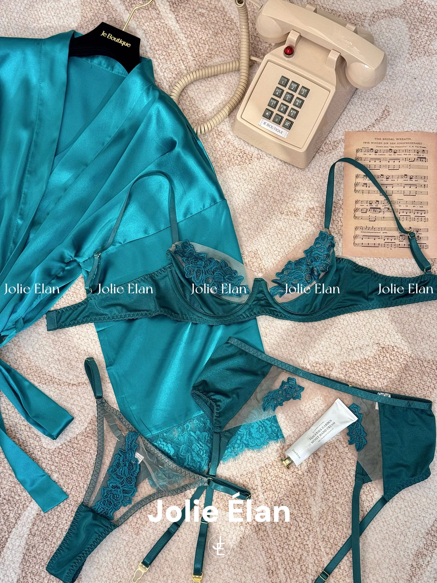 JolieElan · Eden Paradise · French Lace Mesh Embroidery Sexy Perspective Gathering Underwear Set