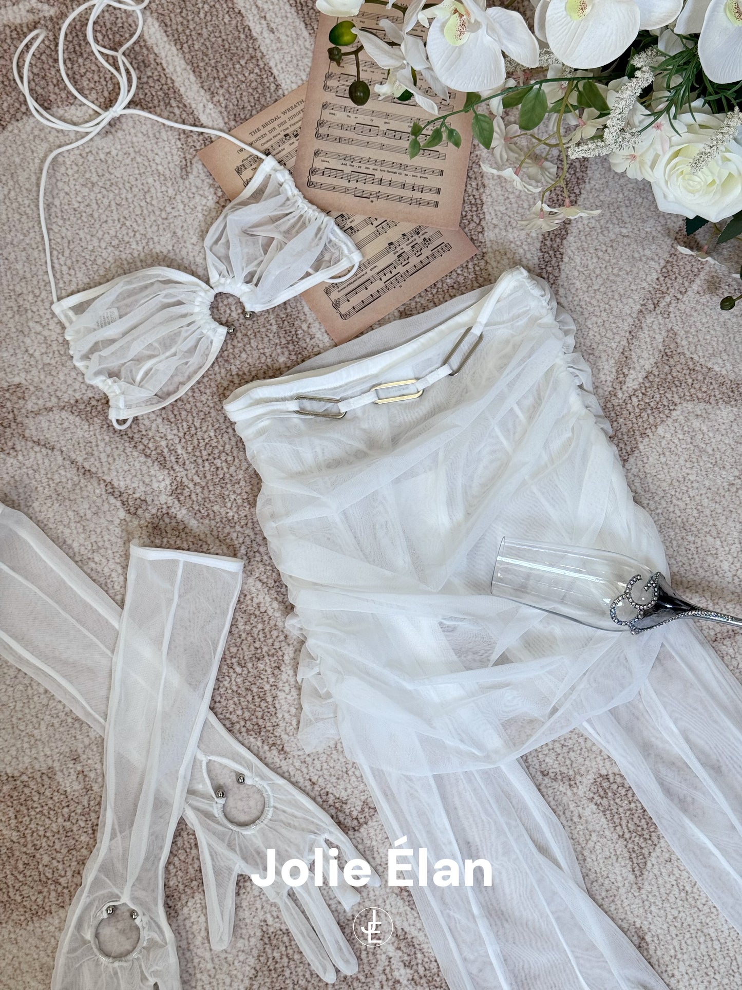 JolieElan Mermaid Muse ins Mesh Perspective Premium French Holiday Sexy Lingerie Set