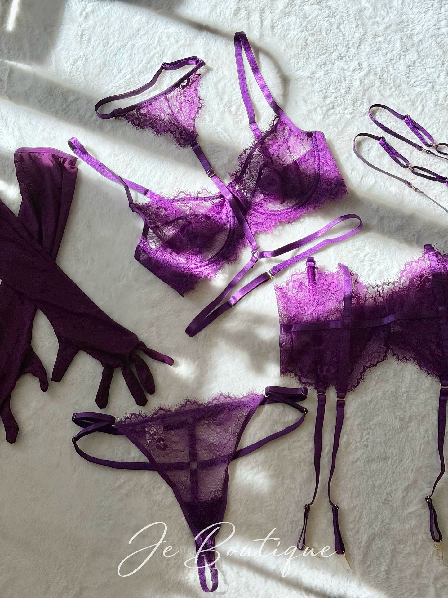 JolieElan · Delight Shark Hand · French Lace ins Embroidery Ultra Thin Sexy Perspective Underwear Set