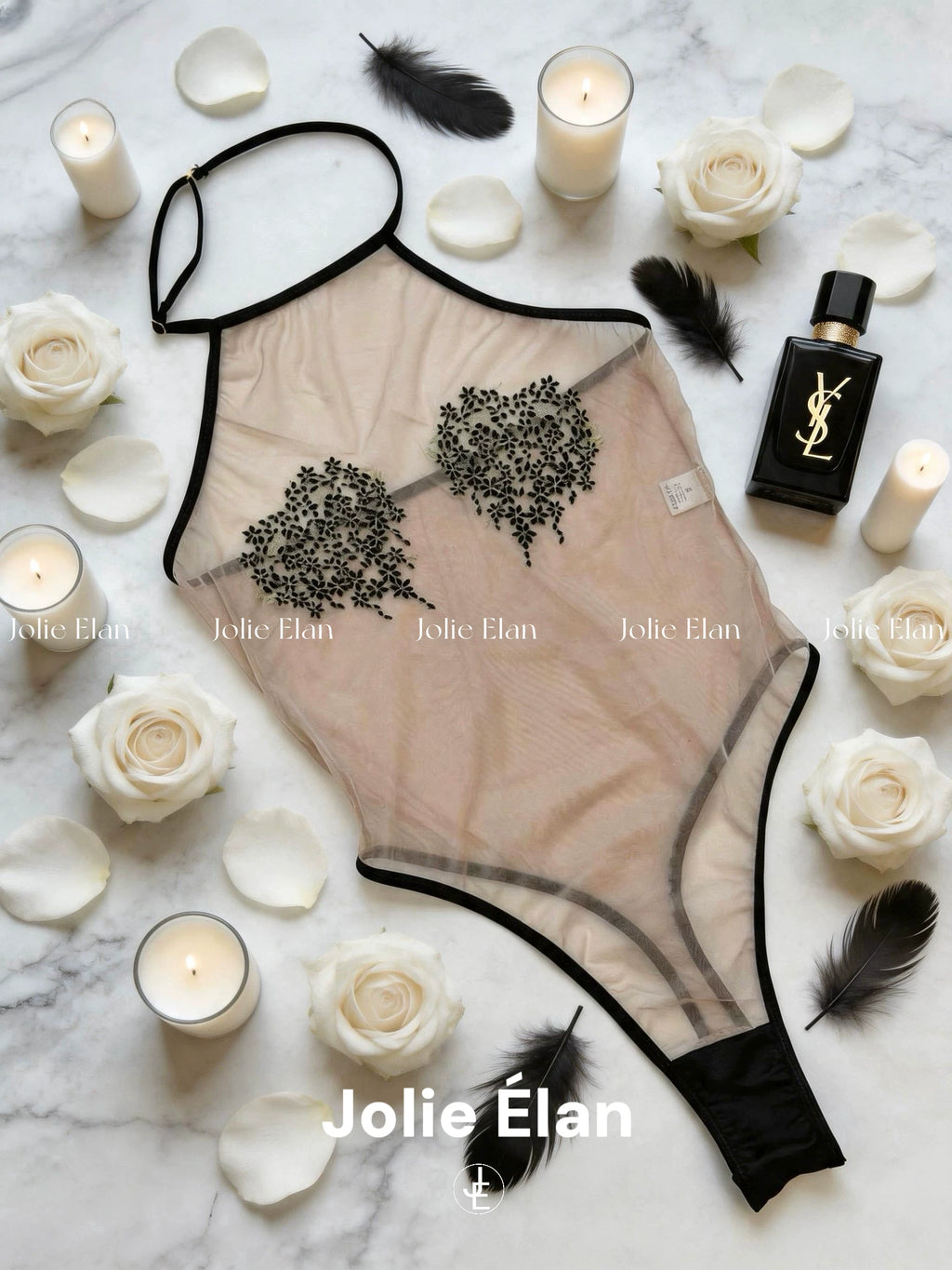 JolieElan · Unban game · Sexy mesh embroidery perspective ultra-thin premium qq one-piece underwear set