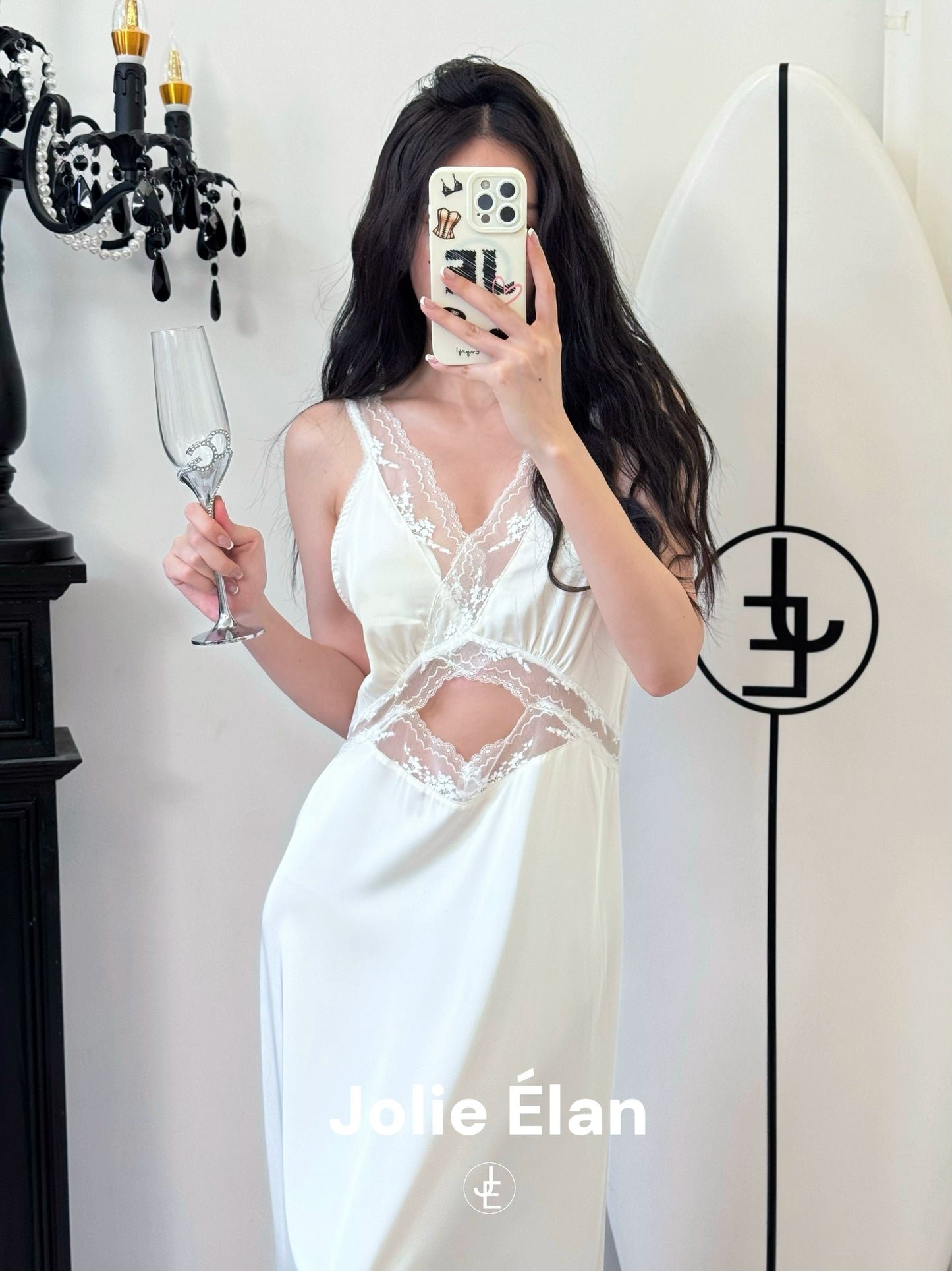 JolieElan · Paris upstart · French lace suspender sexy vacation nightdress old money long dress pajamas