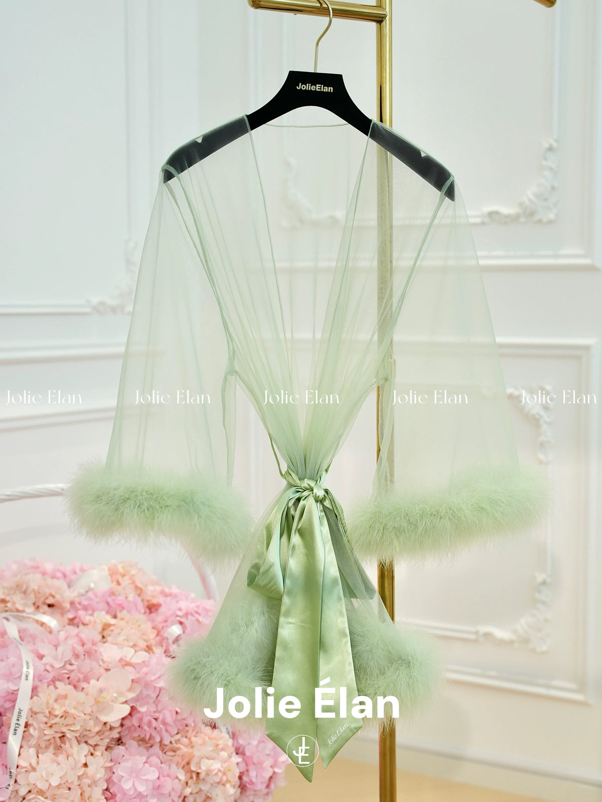JolieElan · Dream love yarn · French light luxury sexy mesh yarn perspective firebird wool yarn robe nightgown morning robe