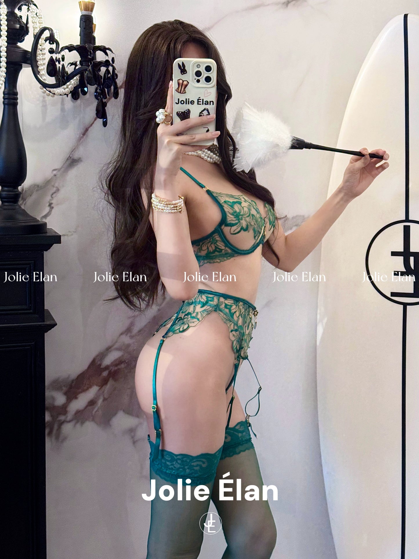 JolieElan · Wizard of Oz · French lace mesh embroidery sexy perspective gathering underwear set