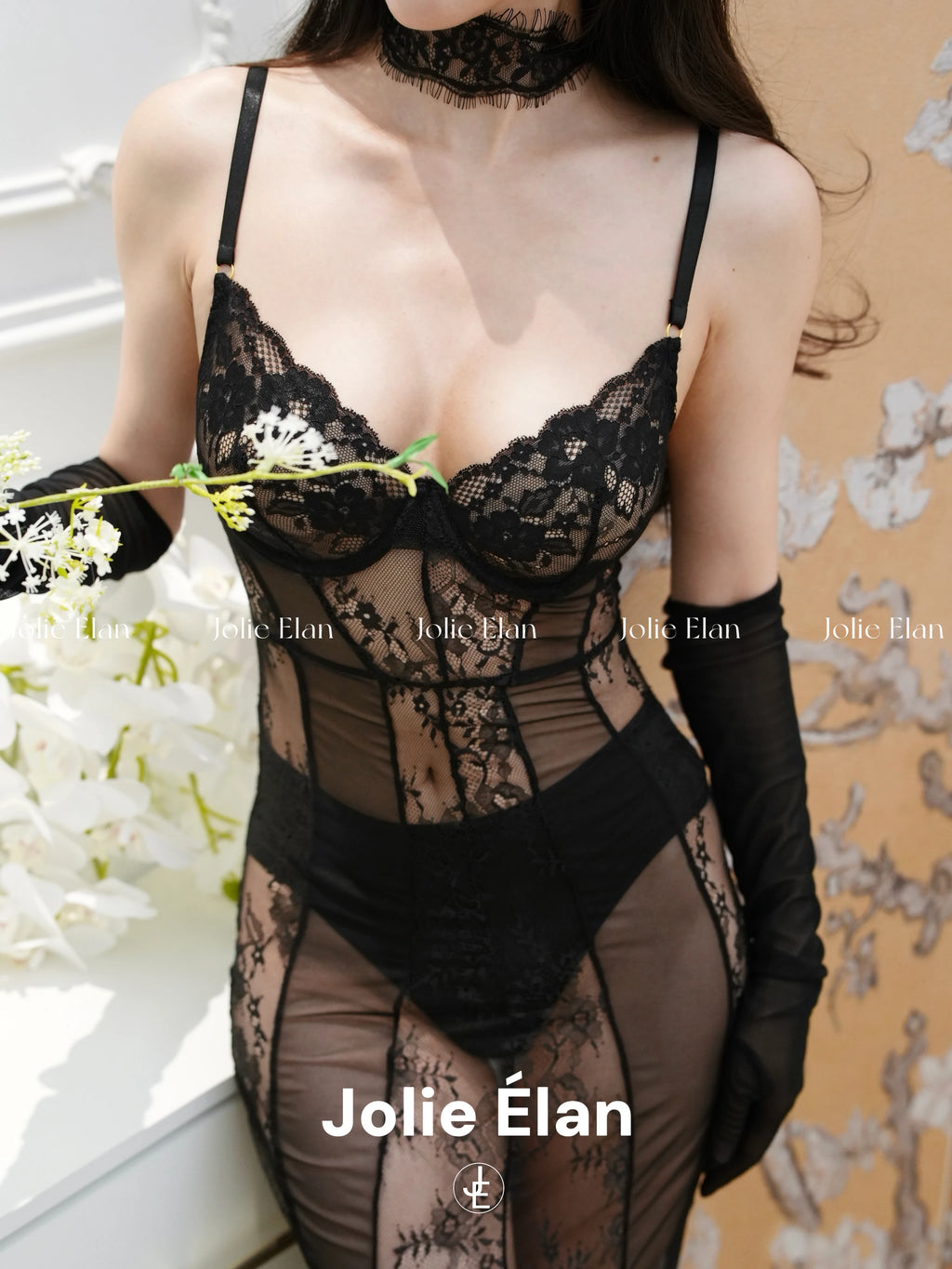 JolieElan · secretly fascinated · sexy royal sister light luxury lace perspective strap fishtail nightdress underwear cover