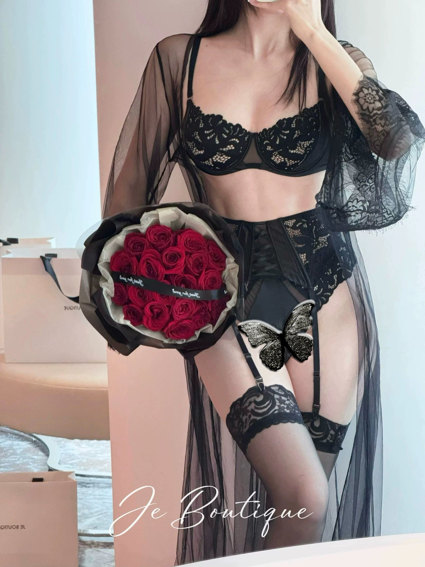 JolieElan · Princess Brumaire · Pure Desire French Elegant Lace Mesh Sexy Underwear Set
