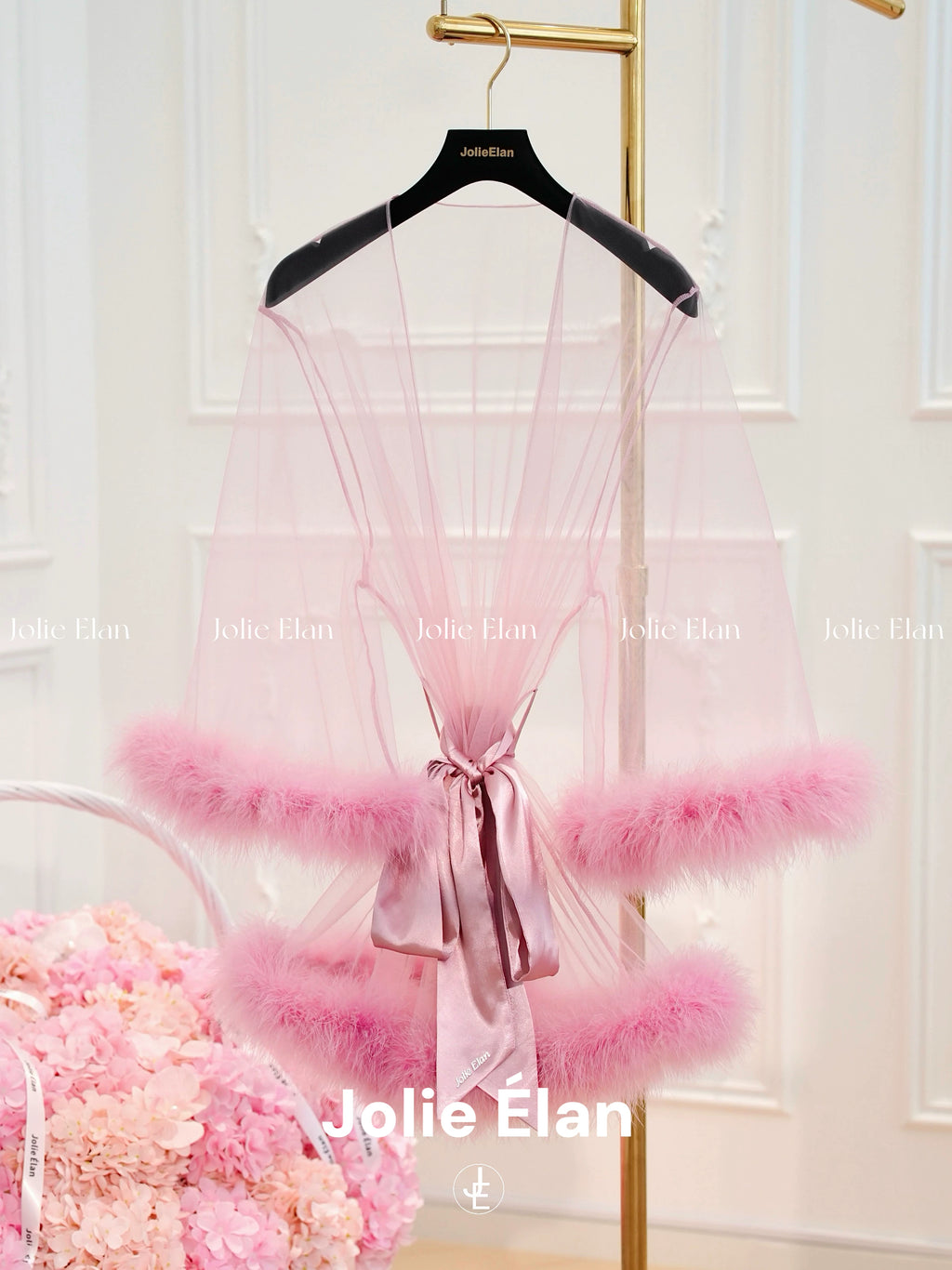 JolieElan · Dream love yarn · French light luxury sexy mesh yarn perspective firebird wool yarn robe nightgown morning robe