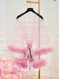 JolieElan · Dream love yarn · French light luxury sexy mesh yarn perspective firebird wool yarn robe nightgown morning robe