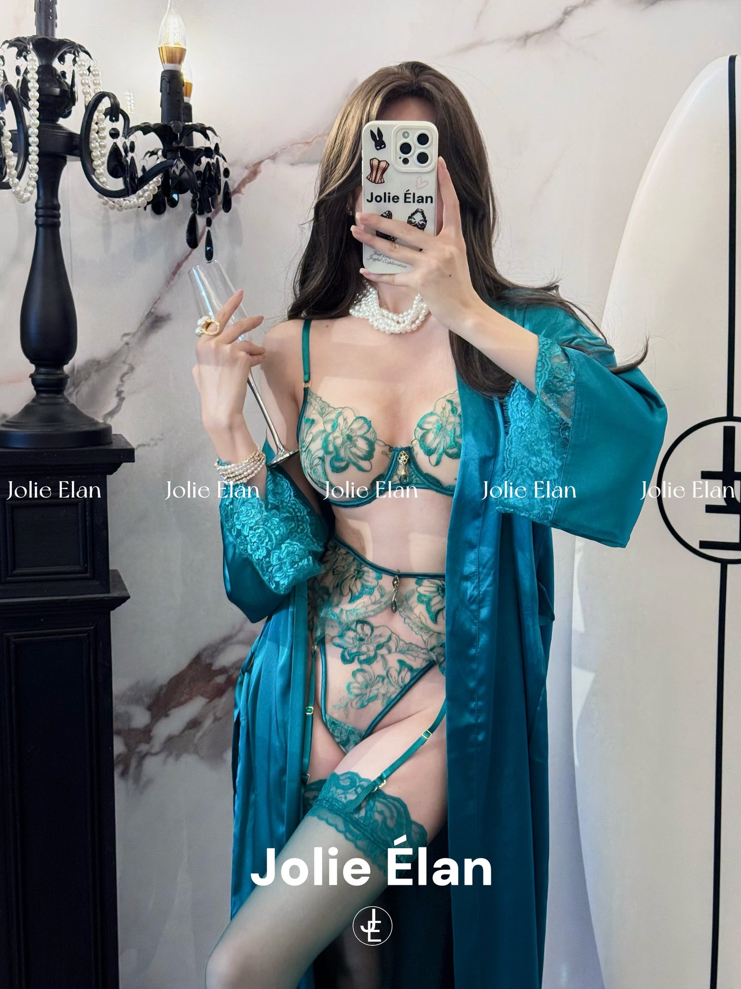 JolieElan · Wizard of Oz · French lace mesh embroidery sexy perspective gathering underwear set