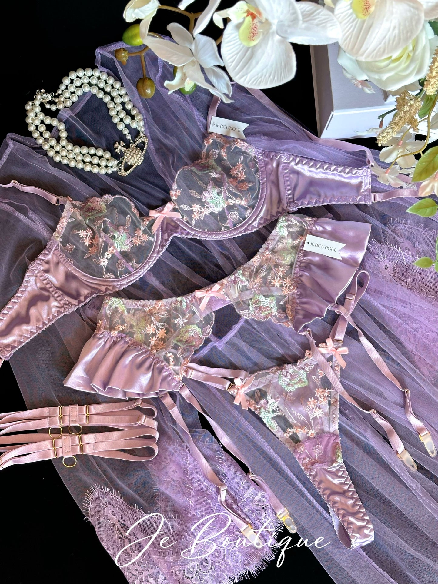 JolieElan · President's Little Wife · Premium French ins lace embroidered ultra-thin pure desire underwear set