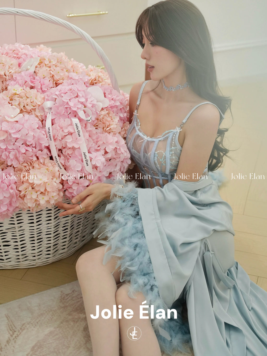 JolieElan Santorini French Light Luxury Embroidery Sexy Lace Perspective Premium Underwear Set
