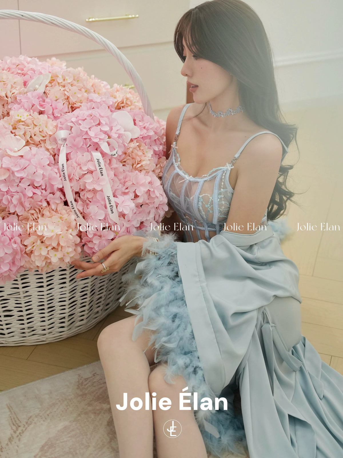 JolieElan Santorini French Light Luxury Embroidery Sexy Lace Perspective Premium Underwear Set