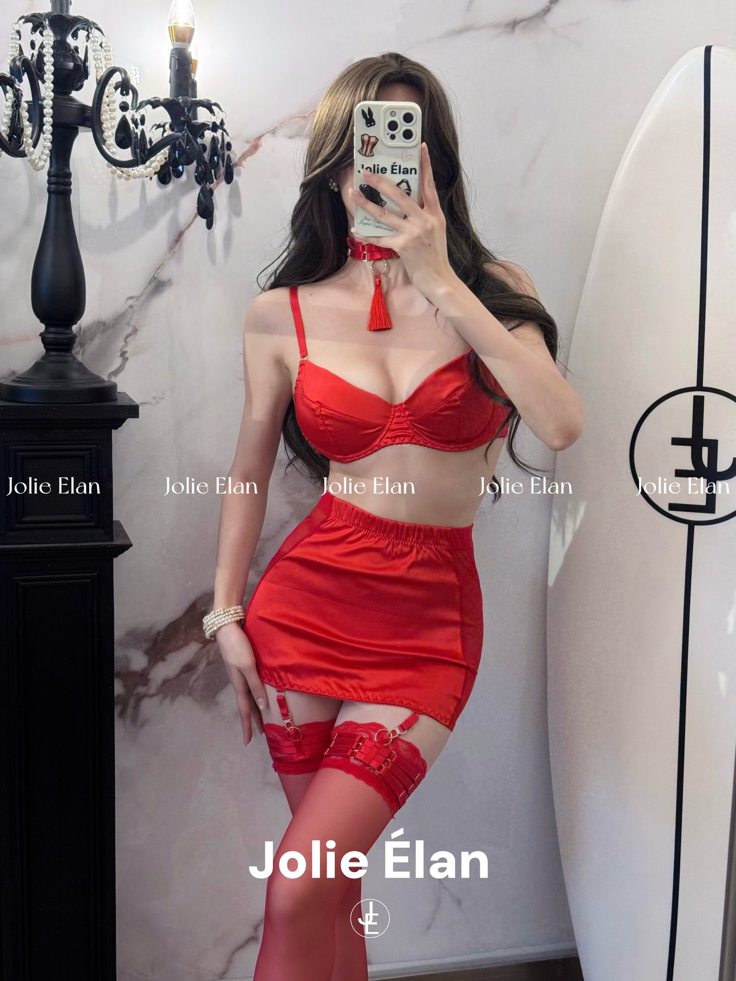 JolieElan · Sopranos daughter · Sexy mesh French tassel hip wrap perspective gathering underwear set