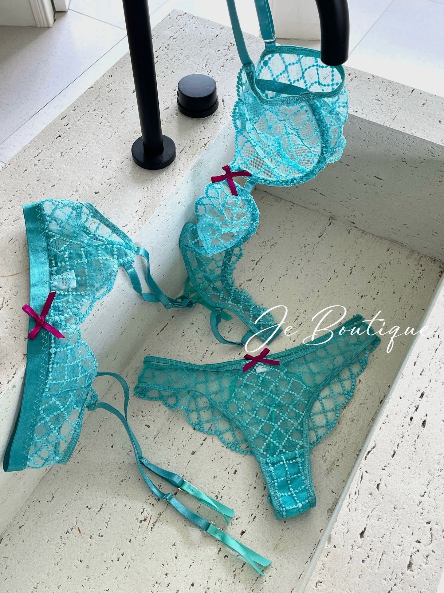 JolieElan · Mermaid Enchantress · French Lace Embroidery Ultra-thin Sexy Perspective Pure Desire Underwear Set