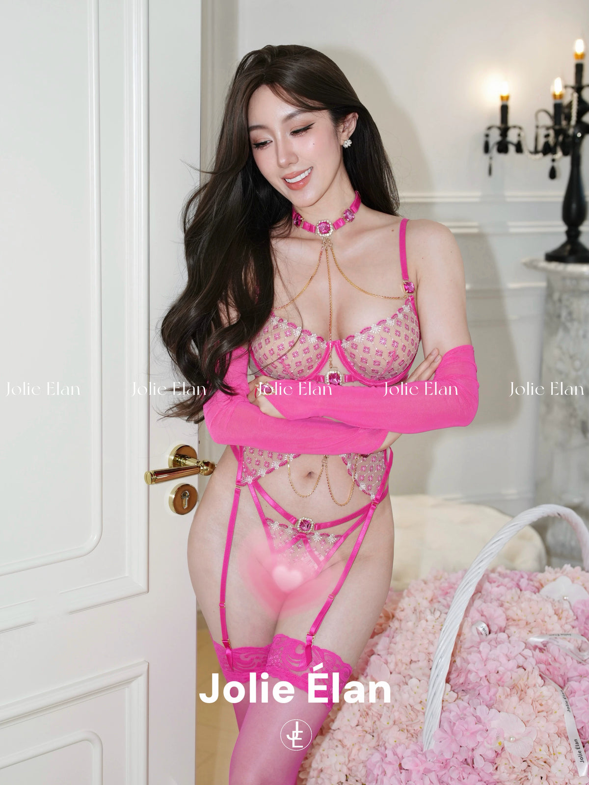 JolieElan · Haipai Sweetheart · French Sexy Lace Heavy Industry Gem Chain Premium Perspective Underwear Cover