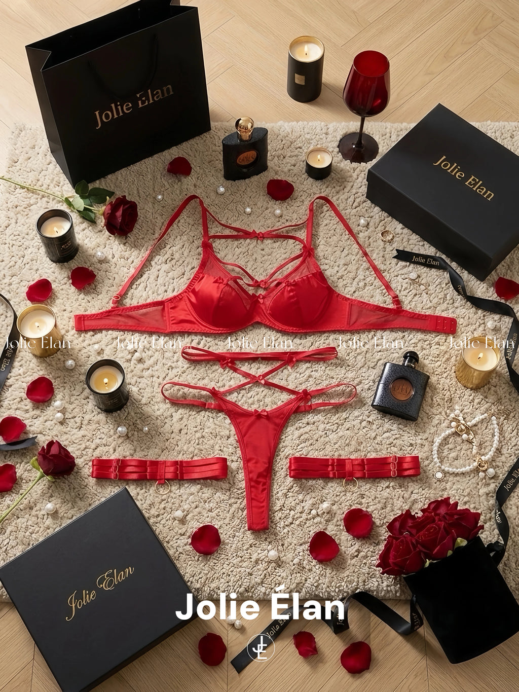 JolieElan · Heart Stunner · French Sexy Cross Bow Heavy Industry Dating Premium Lingerie Set