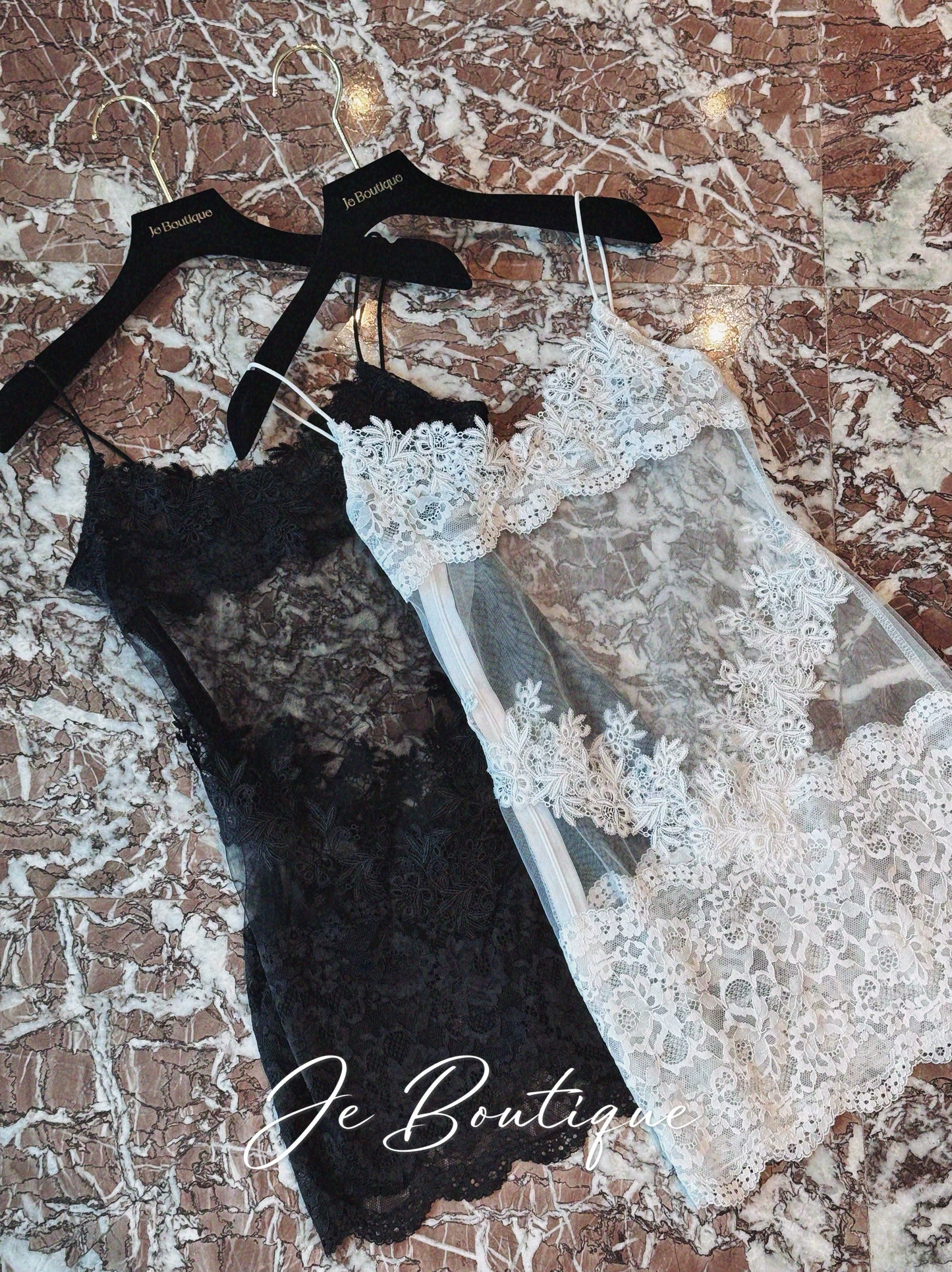 JolieElan · Deadly Waist Line · Pure Desire Vacation French Perspective Lace Mesh Sexy Underwear Set