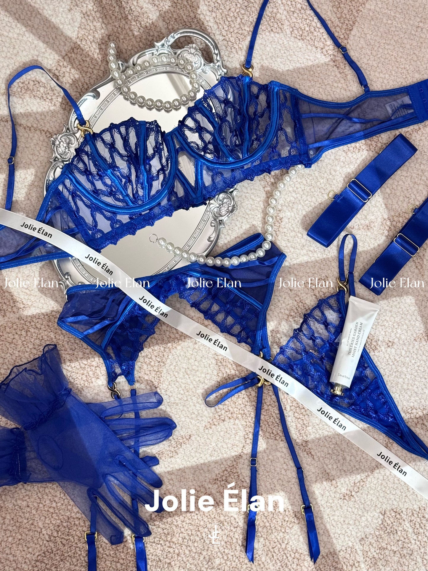 JolieElan · Deep Sea Enchantress · Sexy Mesh Splicing Lace Perspective Premium French Underwear Set