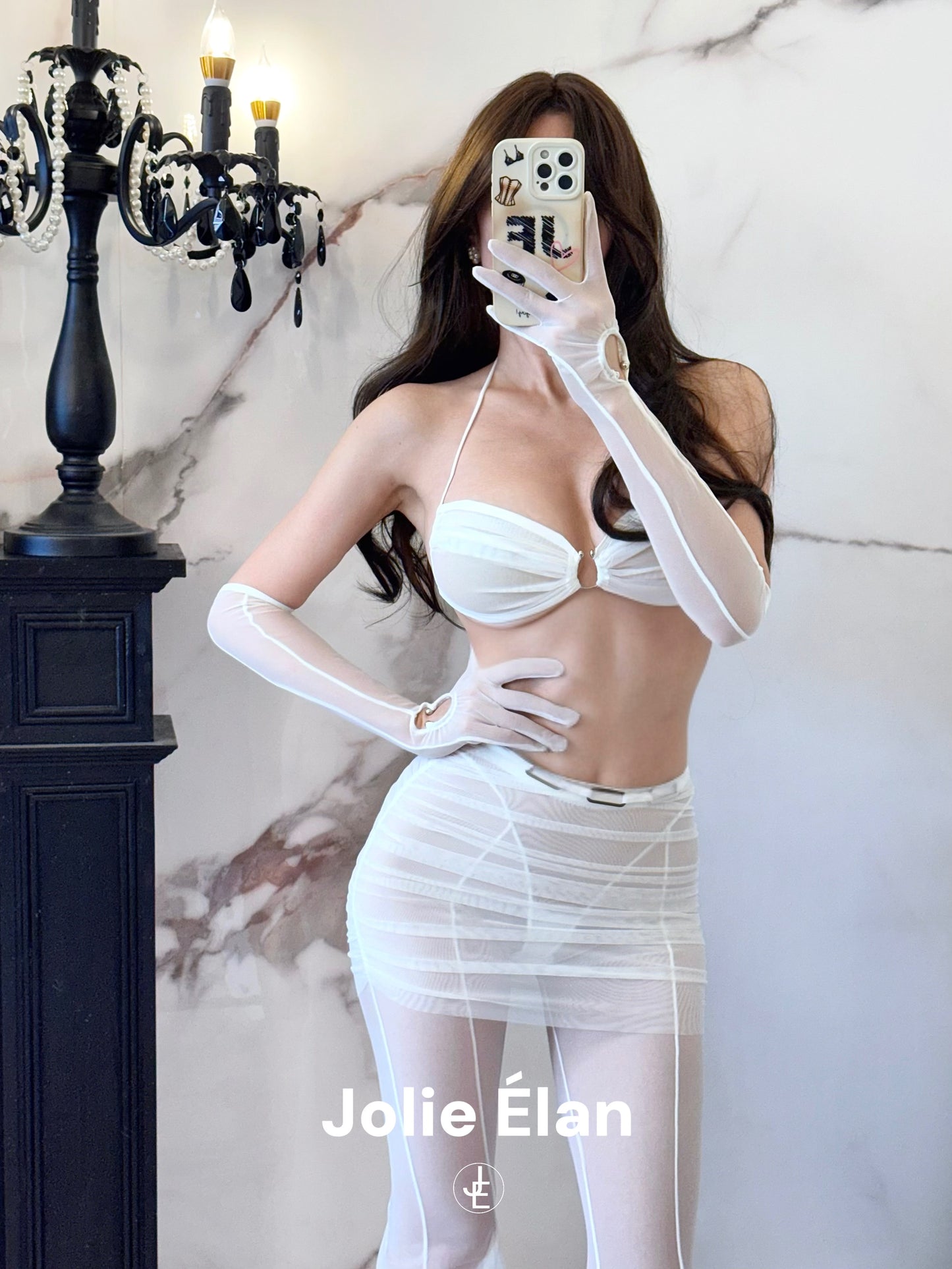 JolieElan Mermaid Muse ins Mesh Perspective Premium French Holiday Sexy Lingerie Set