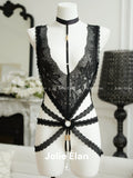 JolieElan · Exclusive Preference · Sexy Lace Royal Sister Spice Girl Neck Deep V Premium No-Take-Off Romper